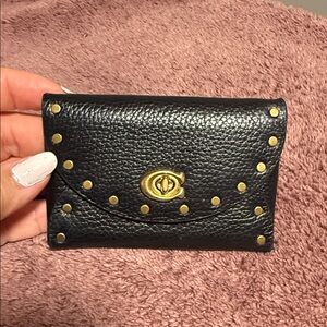 Coach Black Leather Studded Wallet